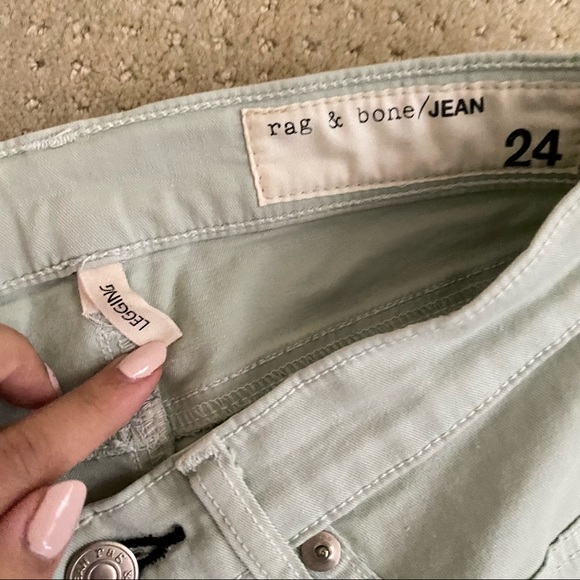 RAG & BONE Mint Green Low Rise Denim Leggings - Picture 6 of 9